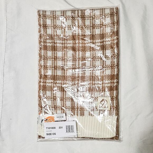 Timberland New mustardy tan & cream Buffalo Plaid Scarf - Picture 4 of 7